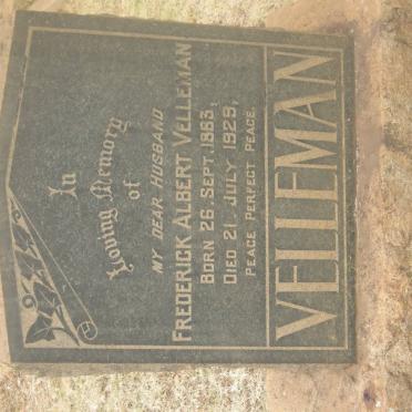 VELLEMAN Frederick Albert 1883-1929