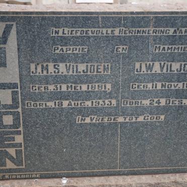 VILJOEN J.M.S. 1881-1933 &amp; J.W. 1883-1952