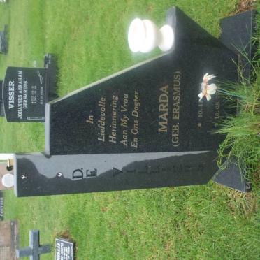 VILLIERS Marda, de nee ERASMUS 1971-2004
