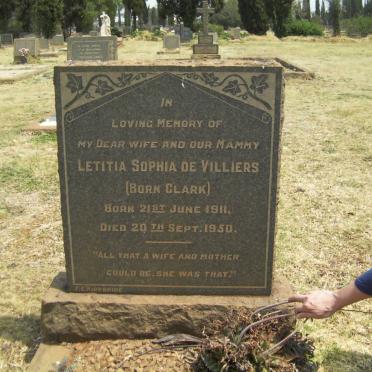 VILLIERS Letitia Sophia, de nee CLARK 1911-1950