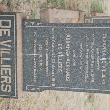 VILLIERS Abraham Adrianus, de 1848-1931 &amp; Susanna VORSTER 1859-1928