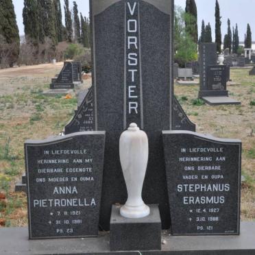 VORSTER Stephanus Erasmus 1927-1988 &amp; Anna Pietronella 1921-1981