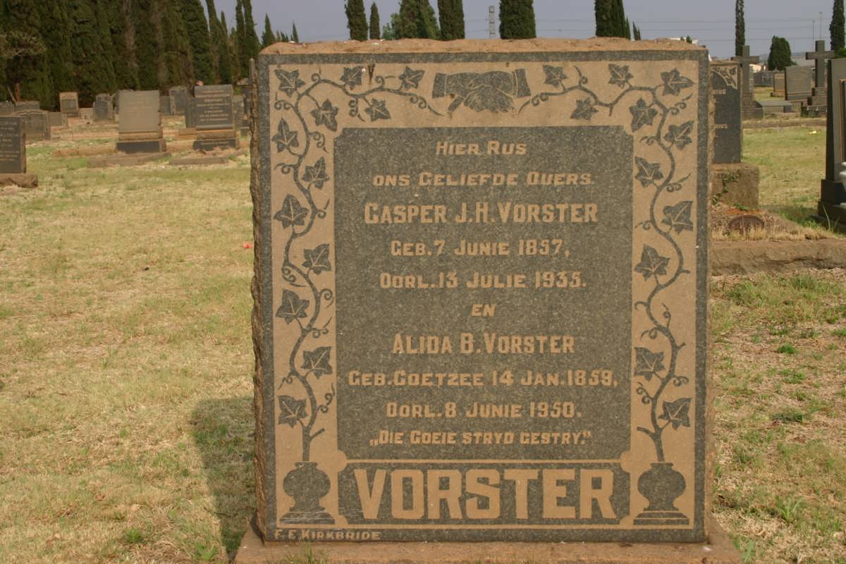 VORSTER Casper J.H. 1857-1935 &amp; Alida B. COETZEE 1859-1950