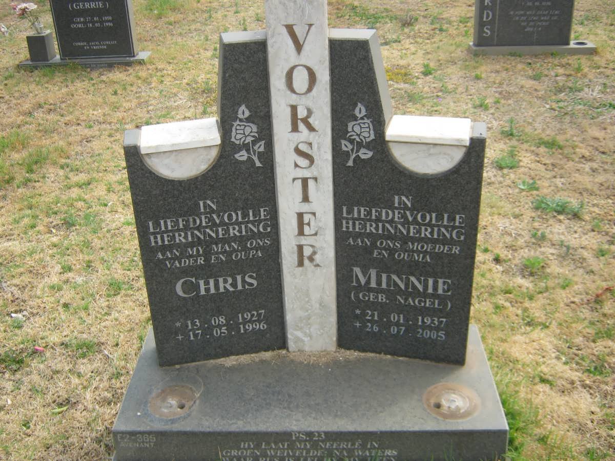 VORSTER Chris 1927-1996 &amp; Minnie NAGEL 1937-2005