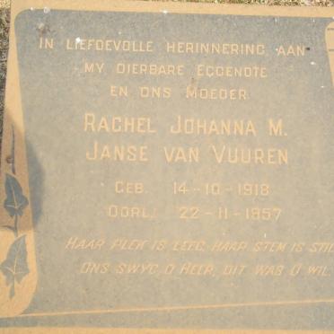 VUUREN Rachel Johanna M., Janse van 1918-1957