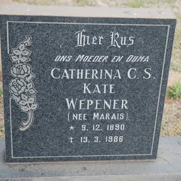 WEPENER Catherina C.S. nee MARAIS 1890-1986