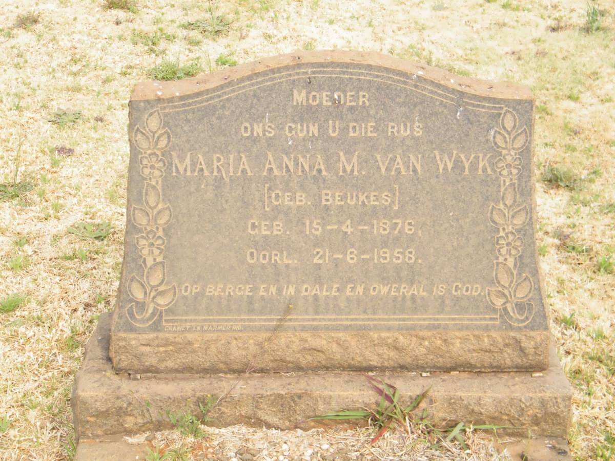 WYK Maria Anna M., van nee BEUKES 1876-1958