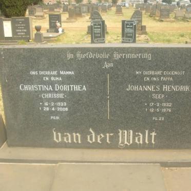 WALT Johannes Hendrik, van der 1932-1976 &amp; Christina Dorithea 1933-2008