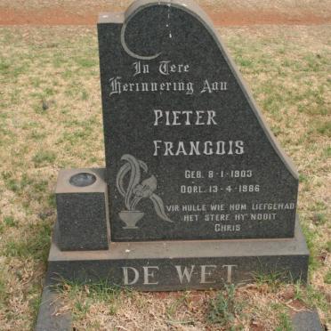 WET Pieter Francois, de 1903-1986
