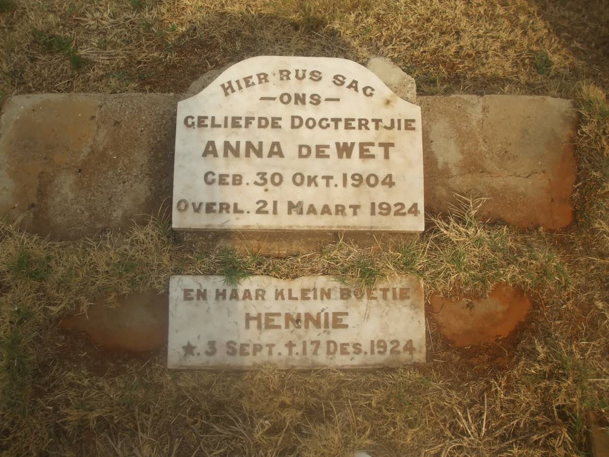 WET Anna, de 1904-1924 :: DE WET Hennie 1924-1924
