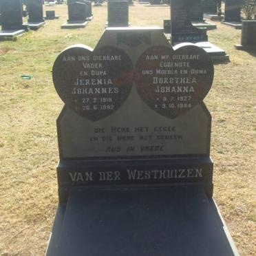 WESTHUIZEN Jeremia Johannes 1918-1992 &amp; Dorothea Johanna 1927-1984