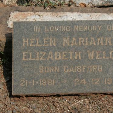 WELCH Helen Marianne Elizabeth nee GAISFORD 1881-1972