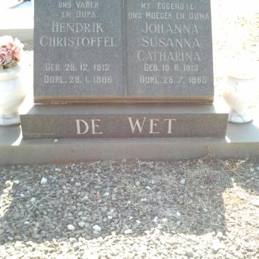 WET Hendrik Christoffel, de 1912-1986 &amp; Johanna Susanna Catharina 1913-1985