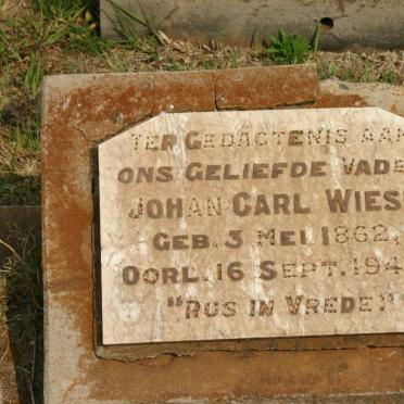 WIESE Johan Carl 1862-1945 &amp; Maria Cathrina PYPER 1866-1941