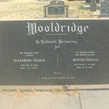 WOOLDRIDGE Alexander George 1892-1973 &amp; Hester Cecilia GEYER 1900-1970