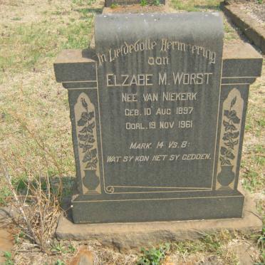 WORST Elzabe M. nee VAN NIEKERK 1897-1961