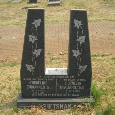 ZIETSMAN Cornelius Johannes S. 1926-1991 &amp; Cornelia Magarietha 1924-