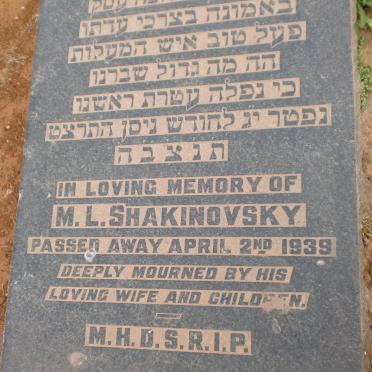 SHAKINOVSKY M.L. -1939