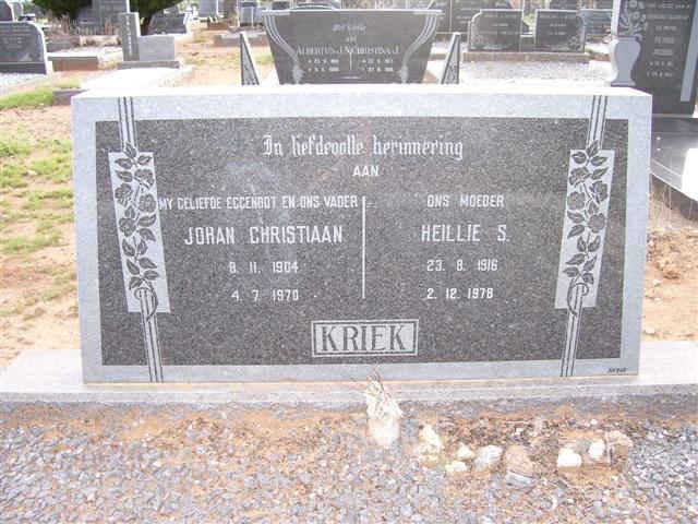 KRIEK Johan Christiaan 1904-1970 &amp; Heilie S. 1916-1978