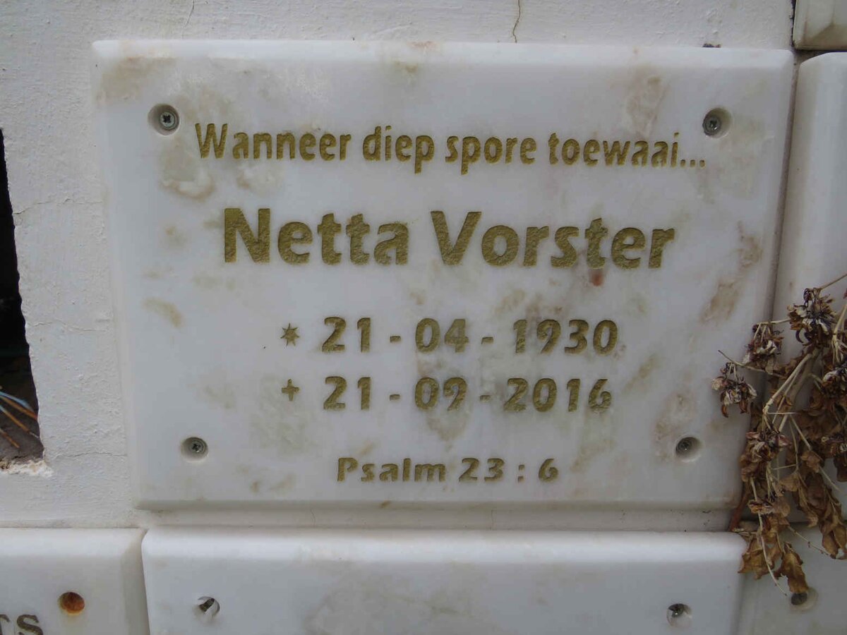 VORSTER Netta 1930-2016