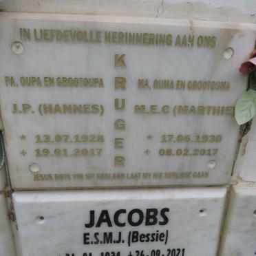 KRUGER J.P. 1928-2017 & M.E.C. 1930-2017