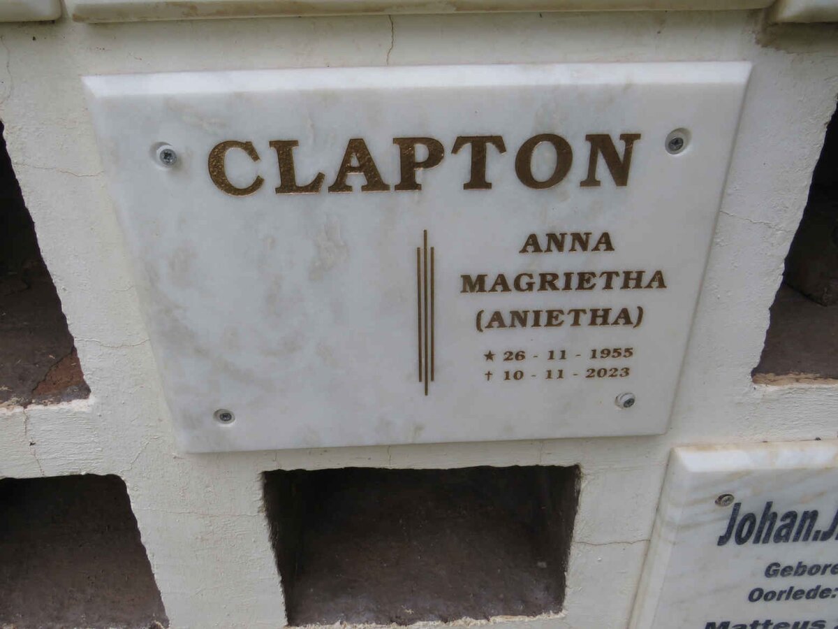 CLAPTON Anna Magrietha 1955-2023