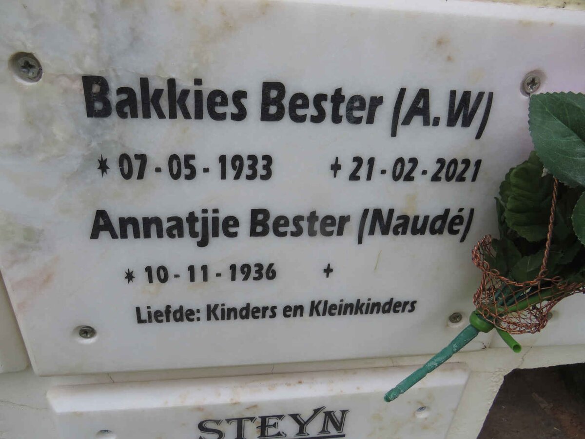 BESTER A.W. 1933-2021 & Annatjie NAUDE 1936-