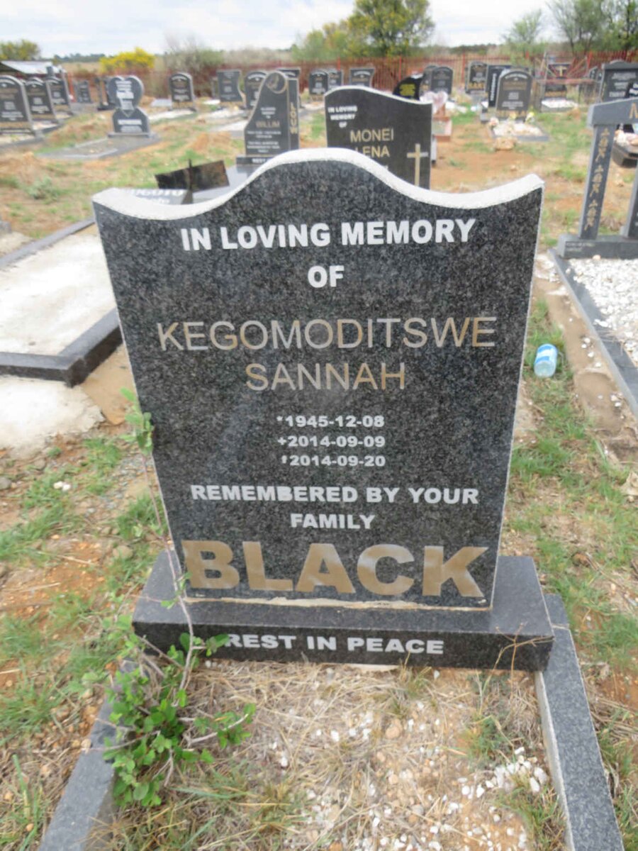 BLACK Kegomoditswe Sannah 1945-2014