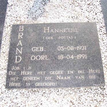 BRAND Hannetjie nee POTTAS 1931-1991