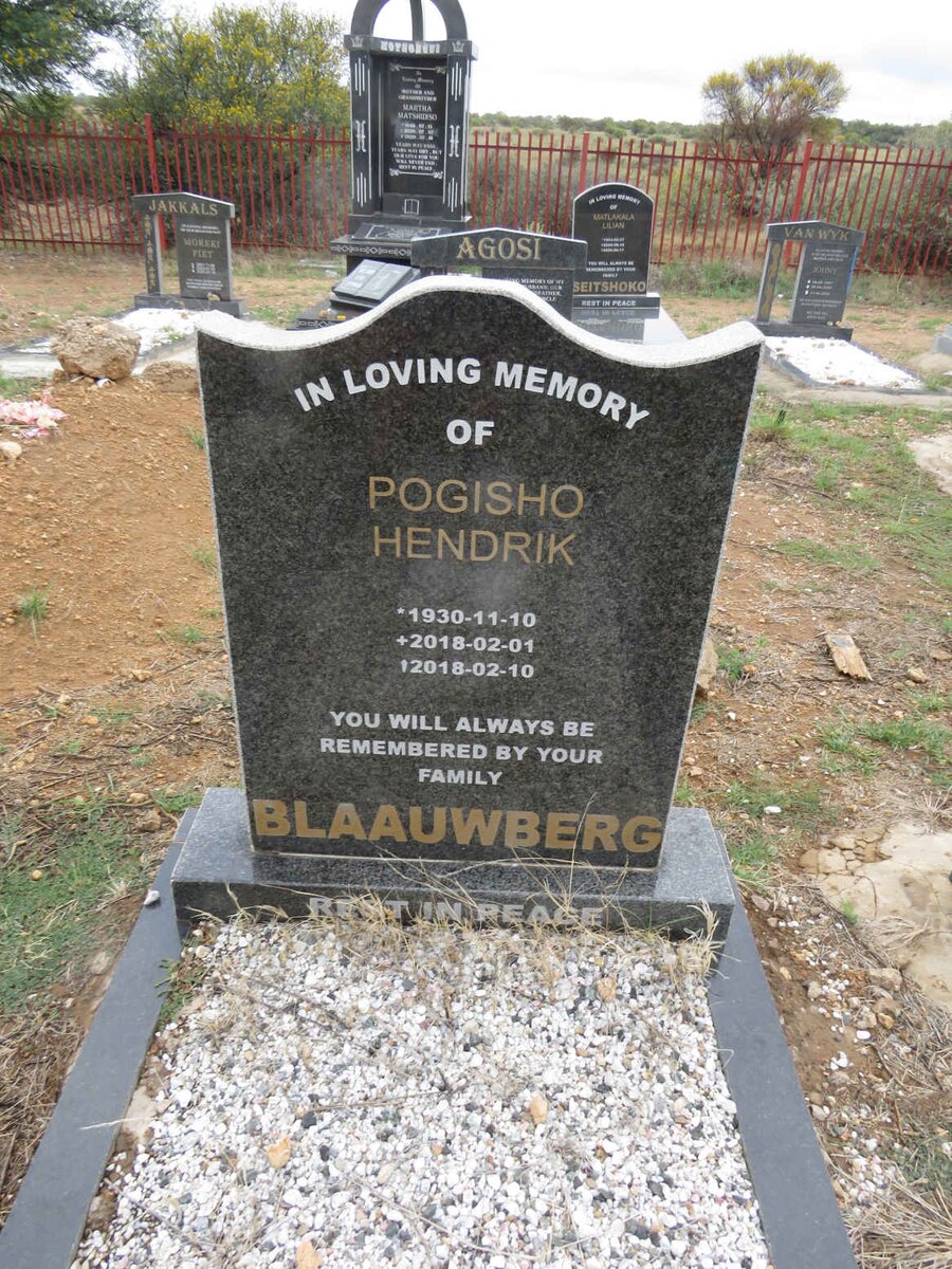 BLAAUWBERG Pogisho Hendrik 1930-2018