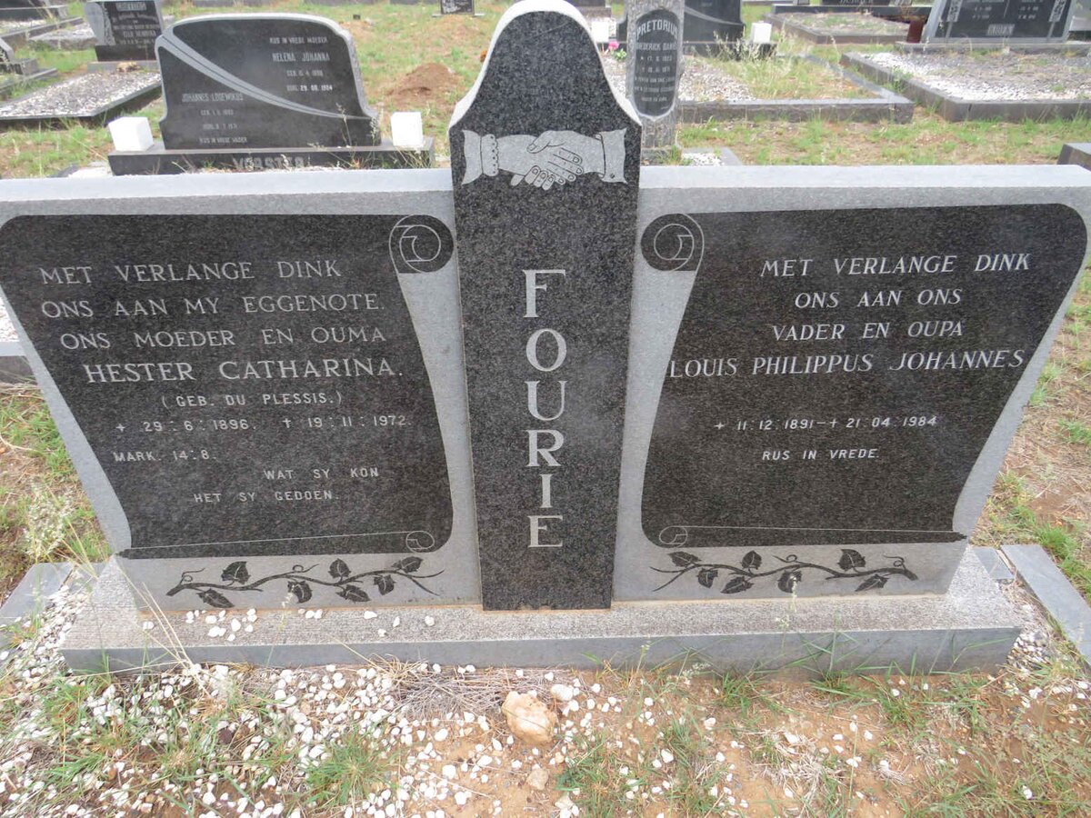 FOURIE Louis Philippus Johannes 1891-1984 & Hester Catharina DU PLESSIS 1896-1972