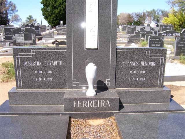FERREIRA Johannes Hendrik 1908-1984 &amp; Albertha Elizabeth 1913-1982