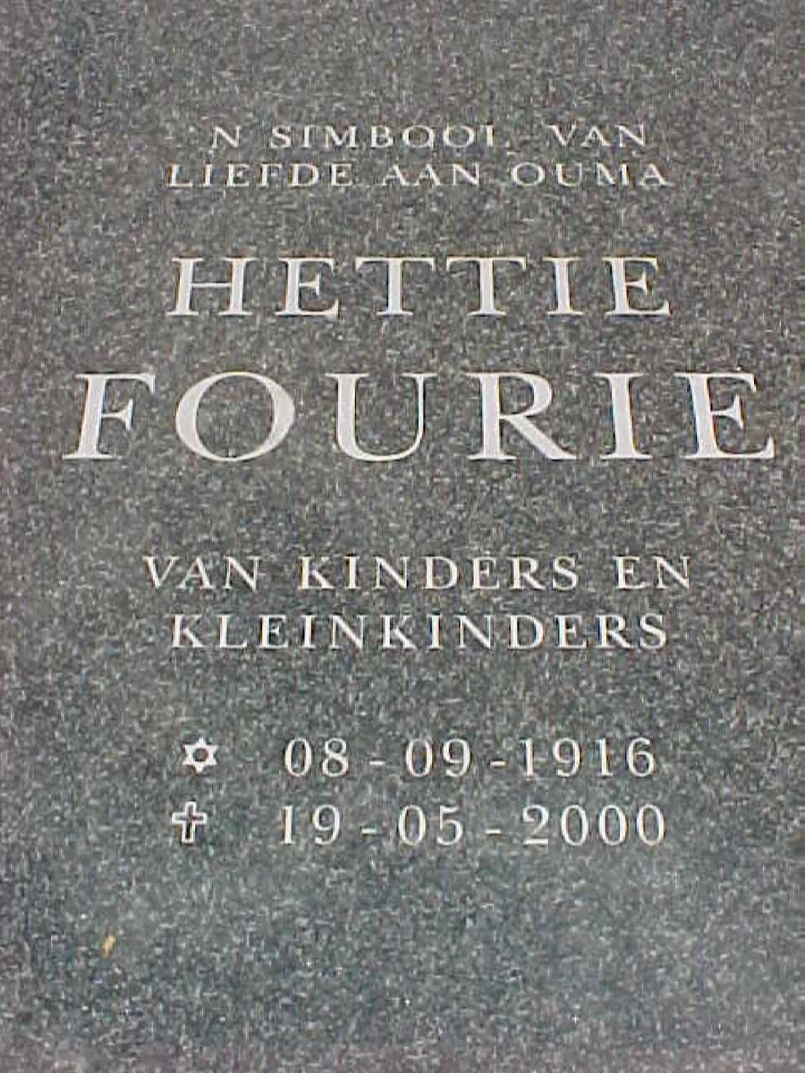 FOURIE Hettie 1916-2000