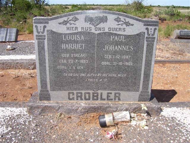 GROBLER Paul Johannes 1887-1958 &amp; Louisa Harriet STREAK 1893-1974
