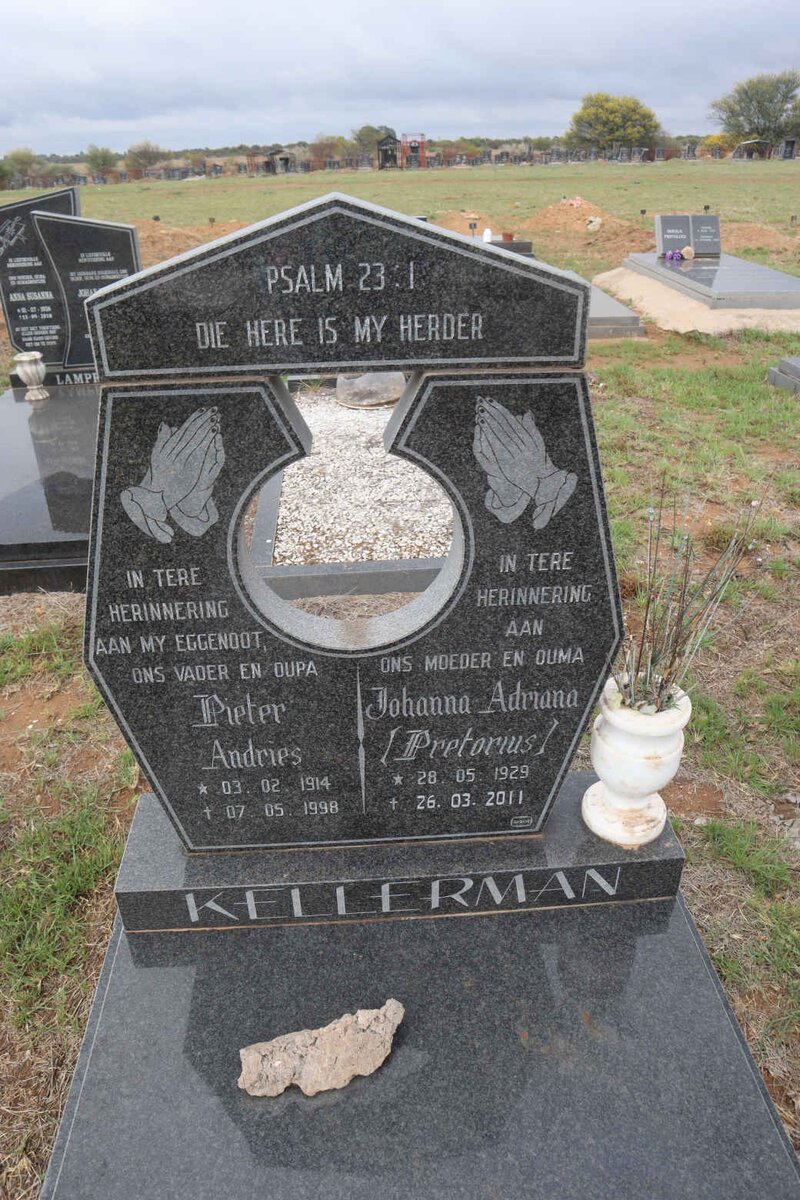 KELLERMAN Pieter Andries 1914-1998 & Johanna Adriana PRETORIUS 1929-2011