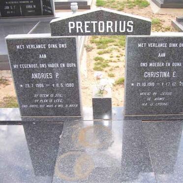 PRETORIUS Andries P. 1906-1980 &amp; Christina E. 1910-2001