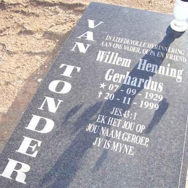 TONDER Willem Henning Gerhardus, van 1929-1999