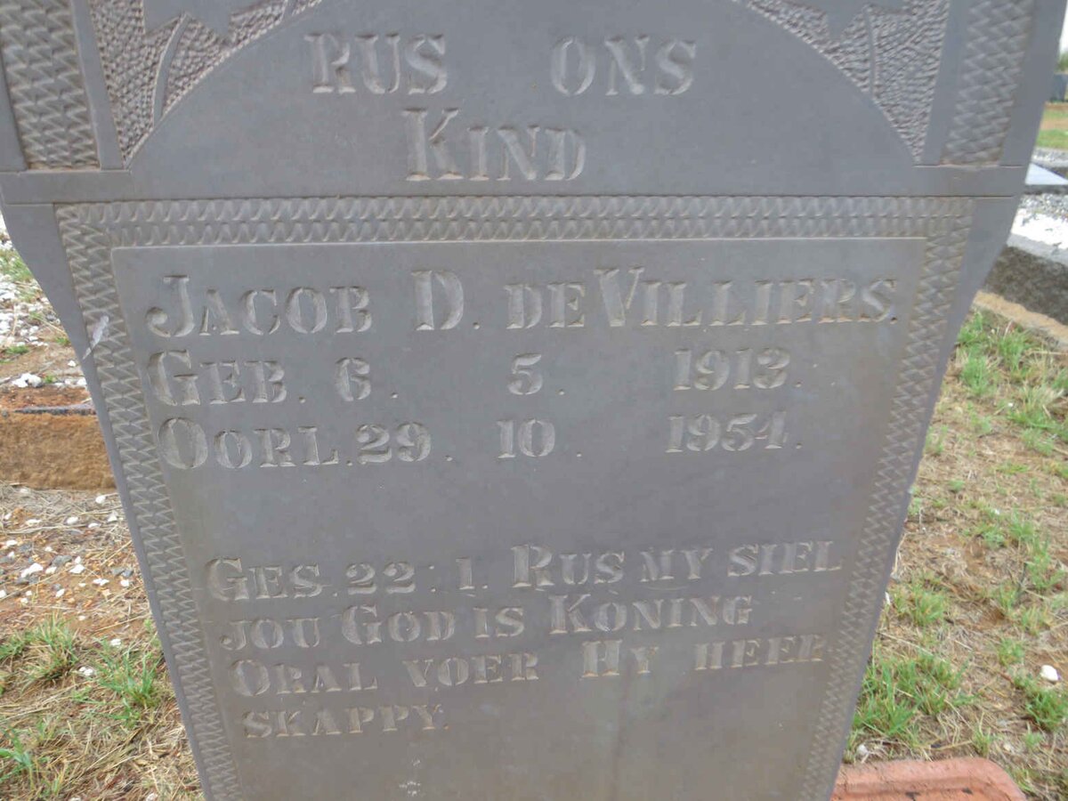 VILLIERS Jacob D., de 1913-1954