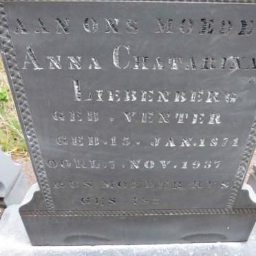 LIEBENBERG Anna Chatarina nee VENTER 1871-1937