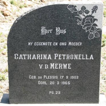 MERWE Catharina Petronella, v.d. nee DU PLESSIS 1903-1965