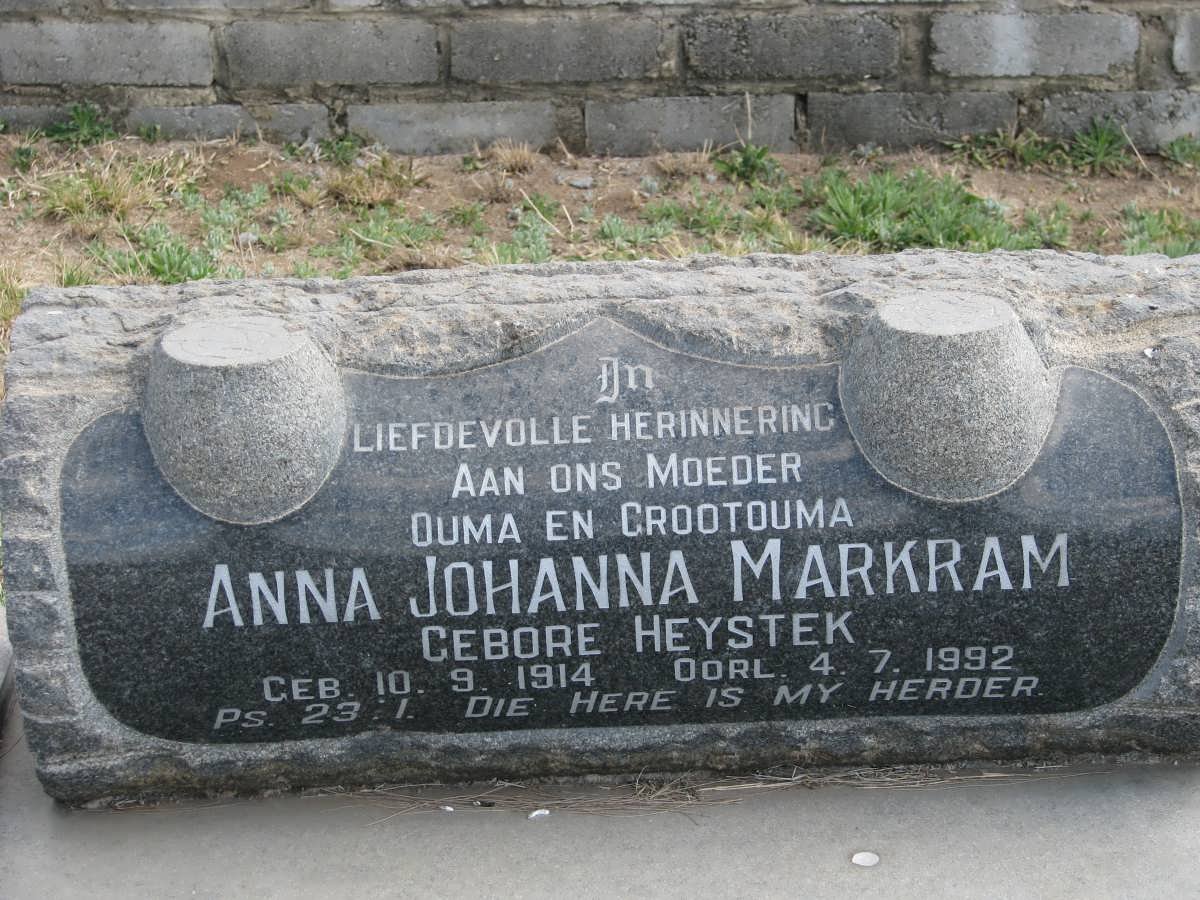 MARKRAM Anna Johanna nee HEYSTEK 1914-1992