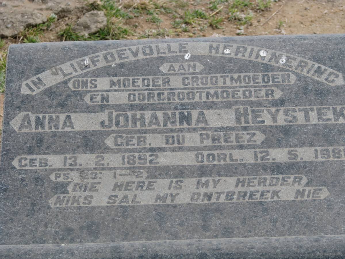 HEYSTEK Anna Johanna nee DU PREEZ 1892-1981