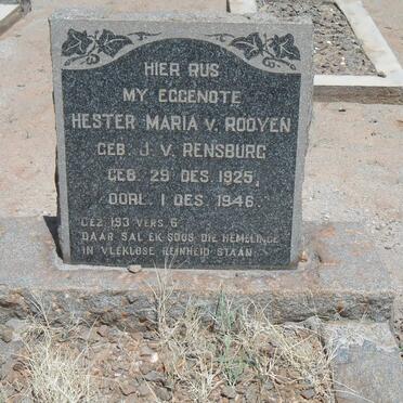 ROOYEN Hester Maria, van nee JANSE VAN RENSBURG 1925-1946