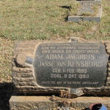RENSBURG Adam Jacobus, Janse van 1885-1963