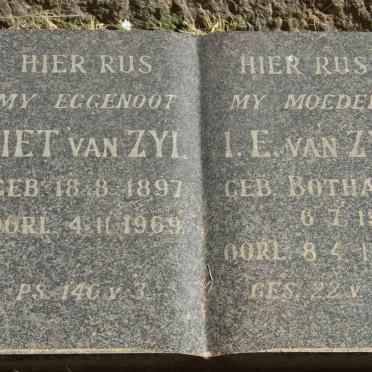 ZYL Piet, van 1897-1969 &amp; I.E. BOTHA 1902-1966