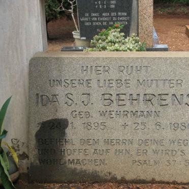 BEHRENS Ida S.J. nee WEHRMANN 1895-1980