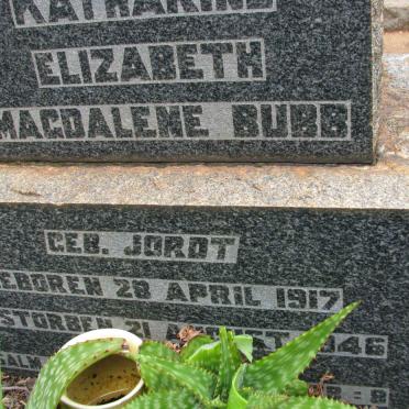 BUBB Katharine Elizabeth Magdalene nee JORDT 1917-1946