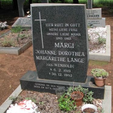 LANGE Margi Johanne Dorothea Margarethe nee WENHOLD 1919-1982