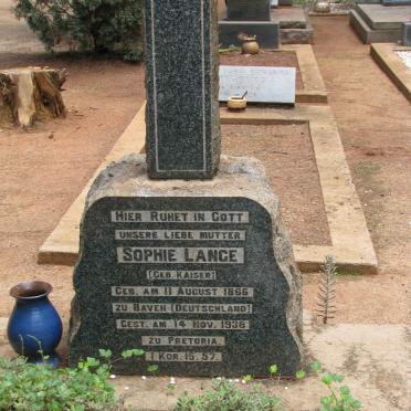 LANGE Sophie nee KAISER 1866-1938