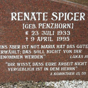 SPICER Renate nee PENZHORN 1933-1995